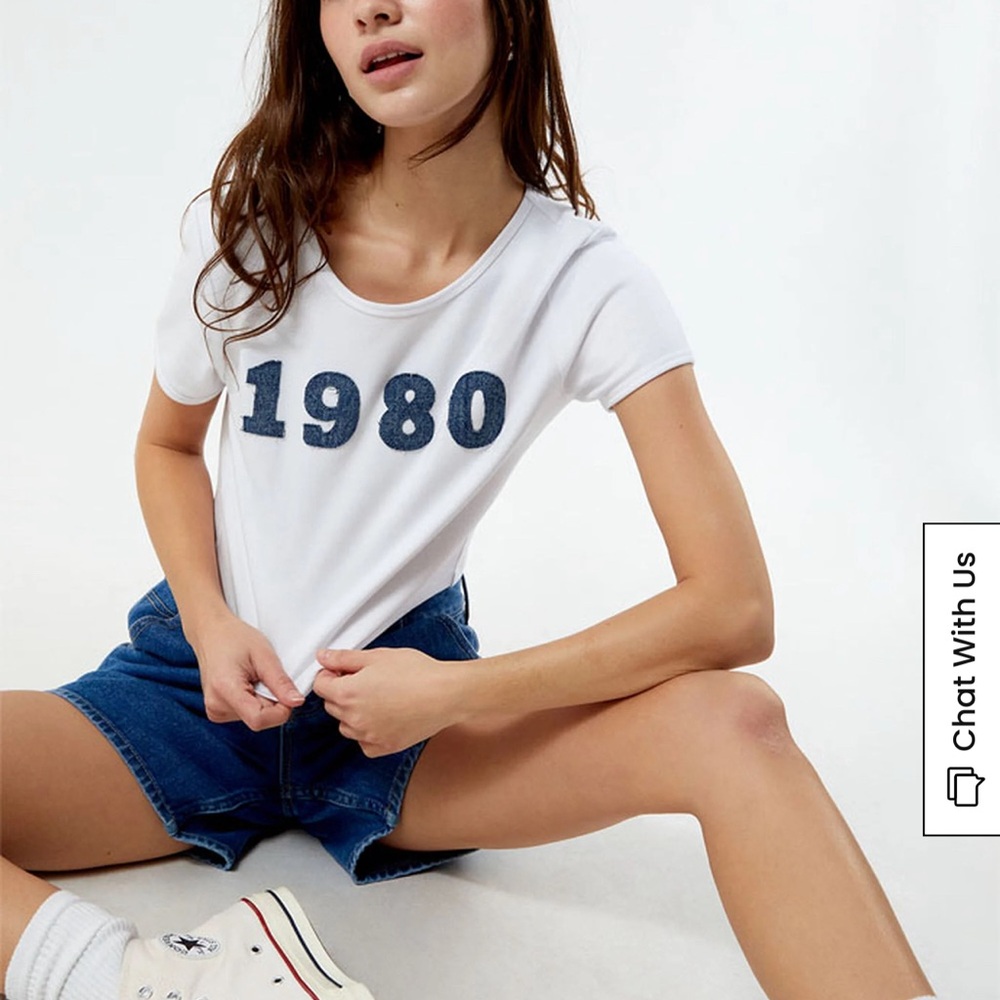 1980 White Cropped T Shirt